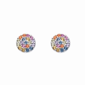 Circle Multi Zirconia Stud Earrings 3875MCZ