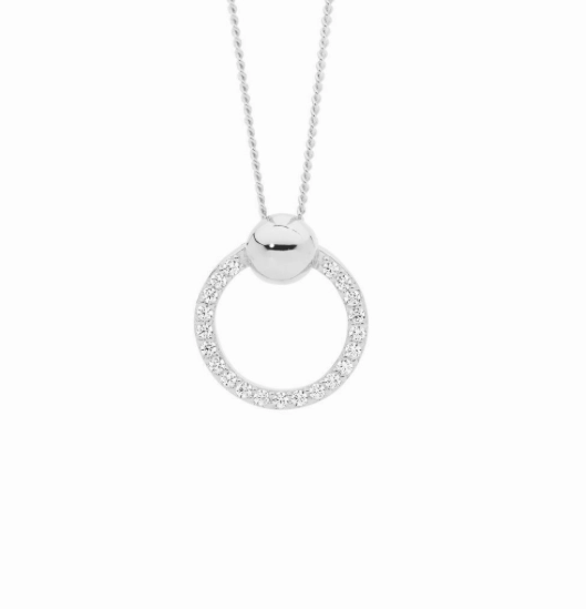 Circle with Ball CZ Pendant - 2 colours