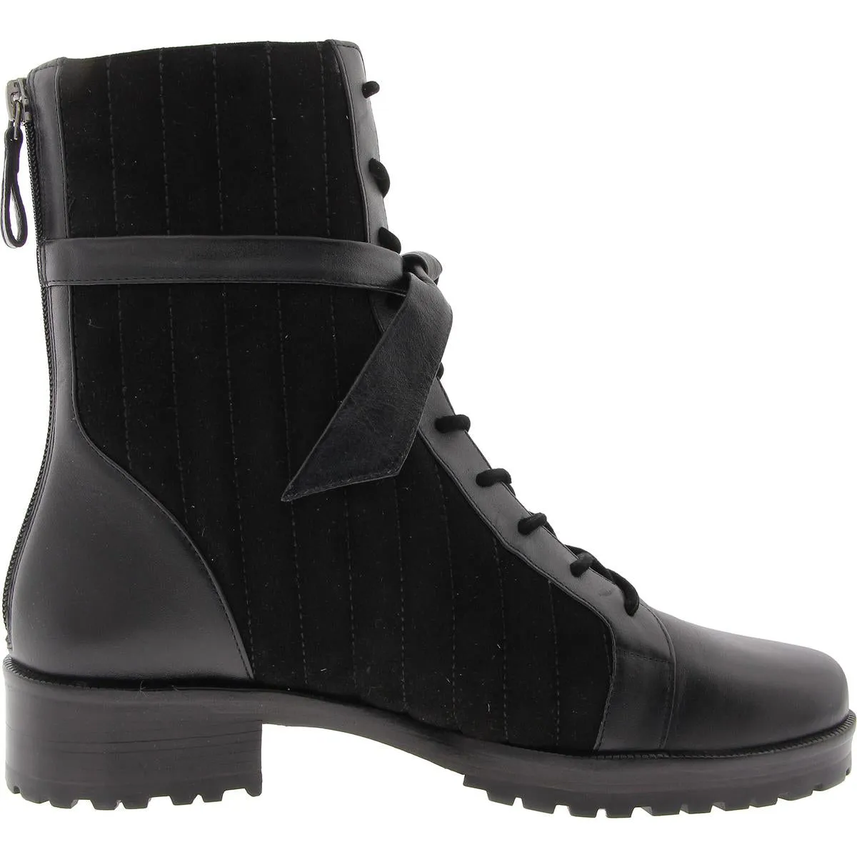 Clarita Womens Quilted Leather Combat & Lace-up Boots