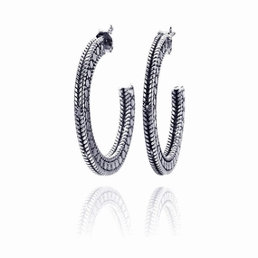 Clearance-Silver 925 Rhodium Plated Braided Stud Earrings - STE00413