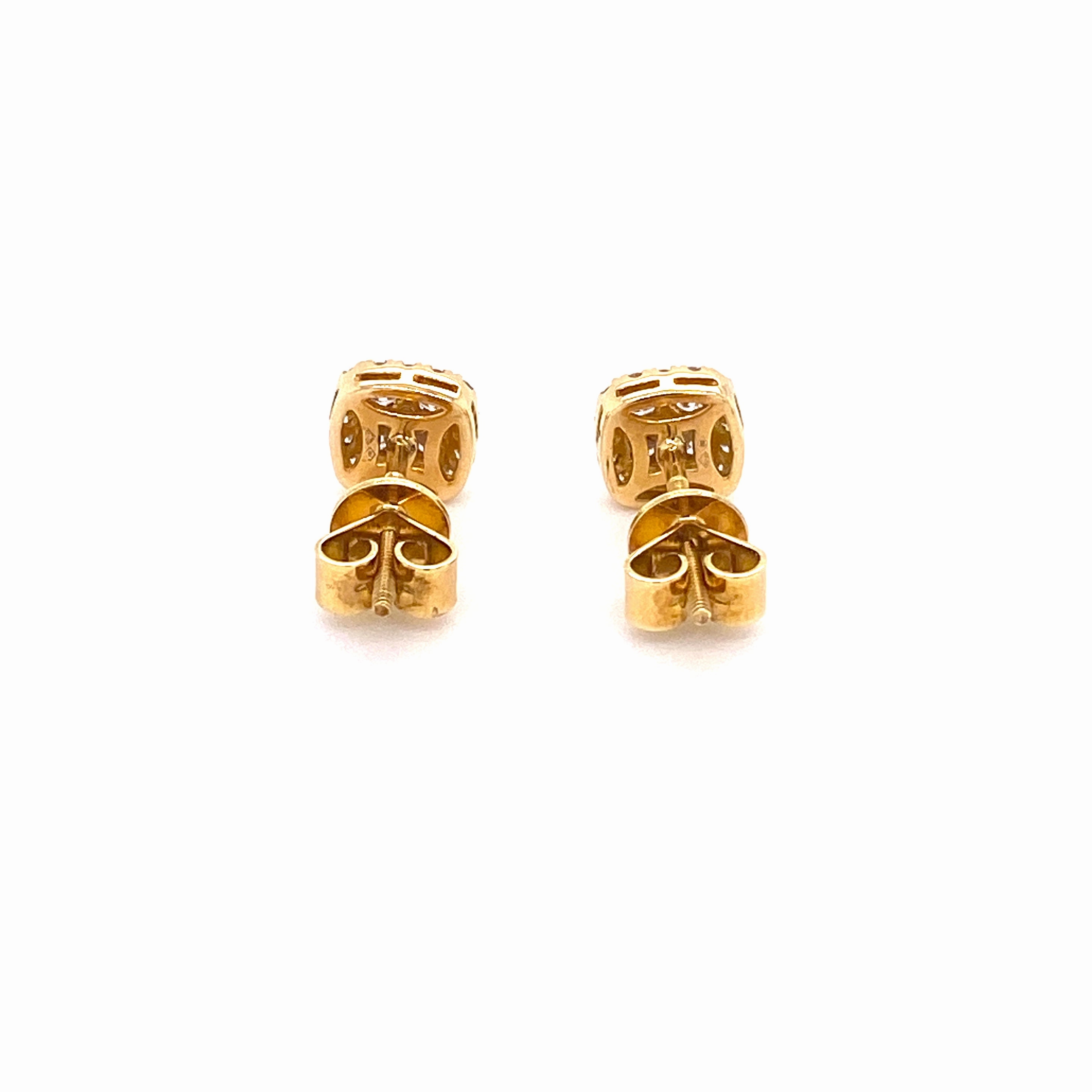 Cluster Square 18ct Yellowgold Earrings