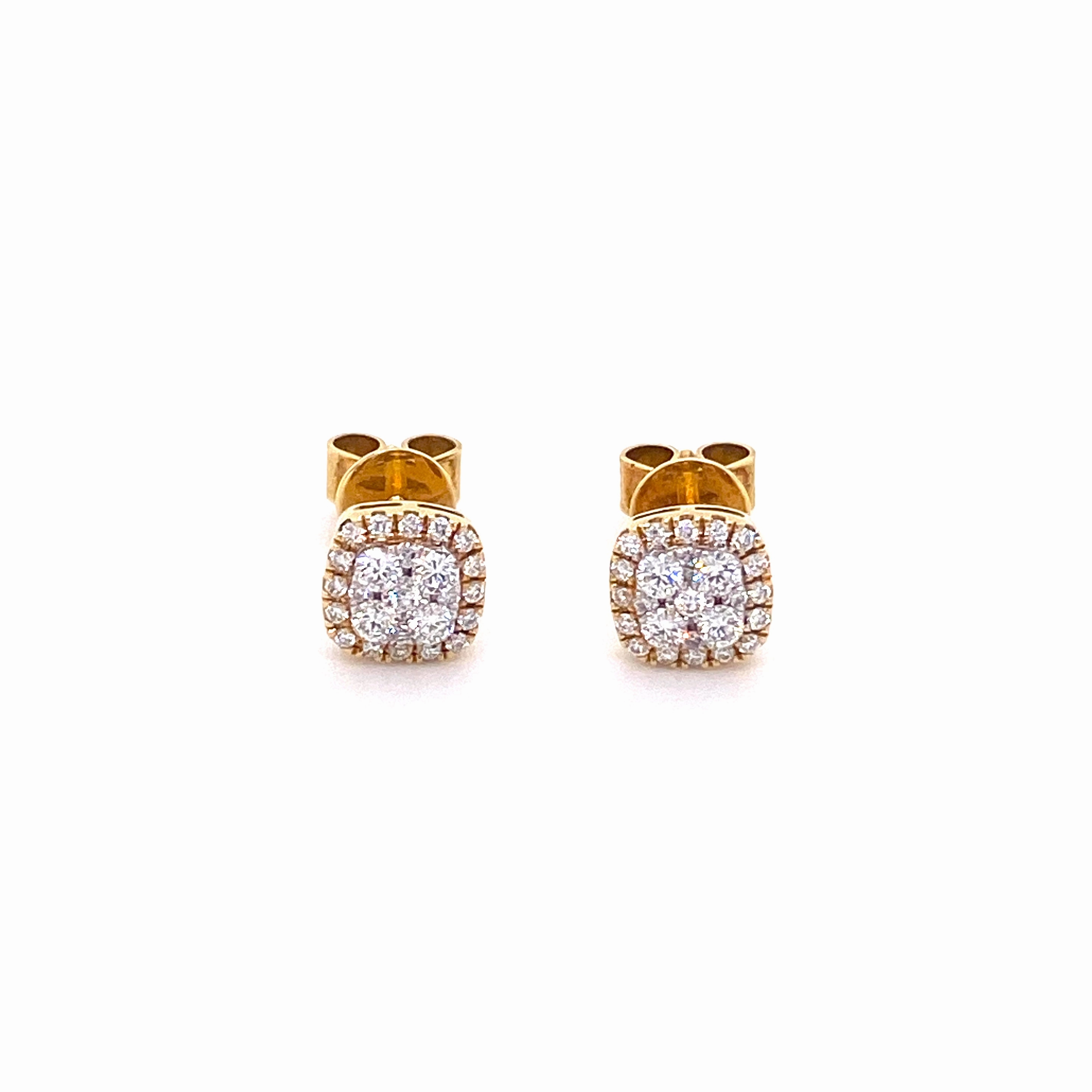 Cluster Square 18ct Yellowgold Earrings