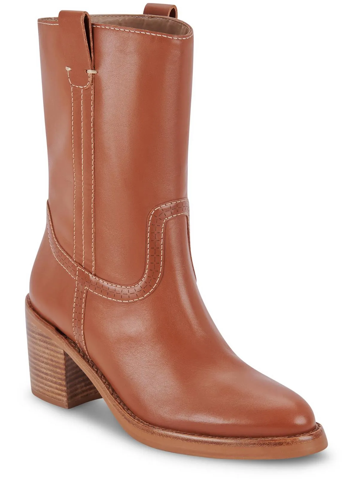 Colete Womens Leather Block Heel Mid-Calf Boots
