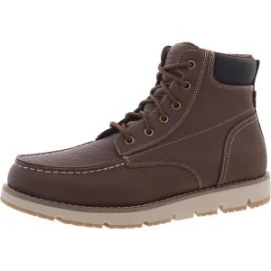 Dean Mens Solid Faux Leather Combat & Lace-Up Boots