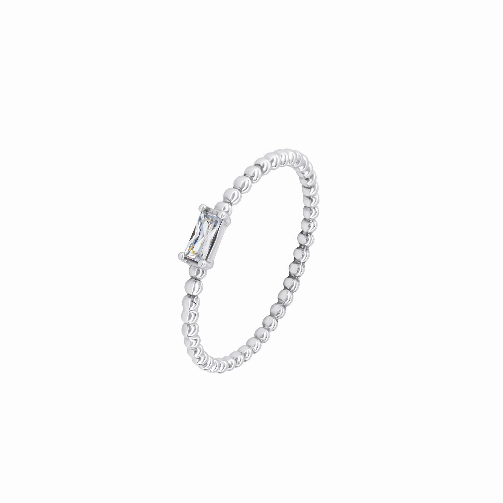 Dew Baguette Zirconia Mini Beaded Ring 1886CZ
