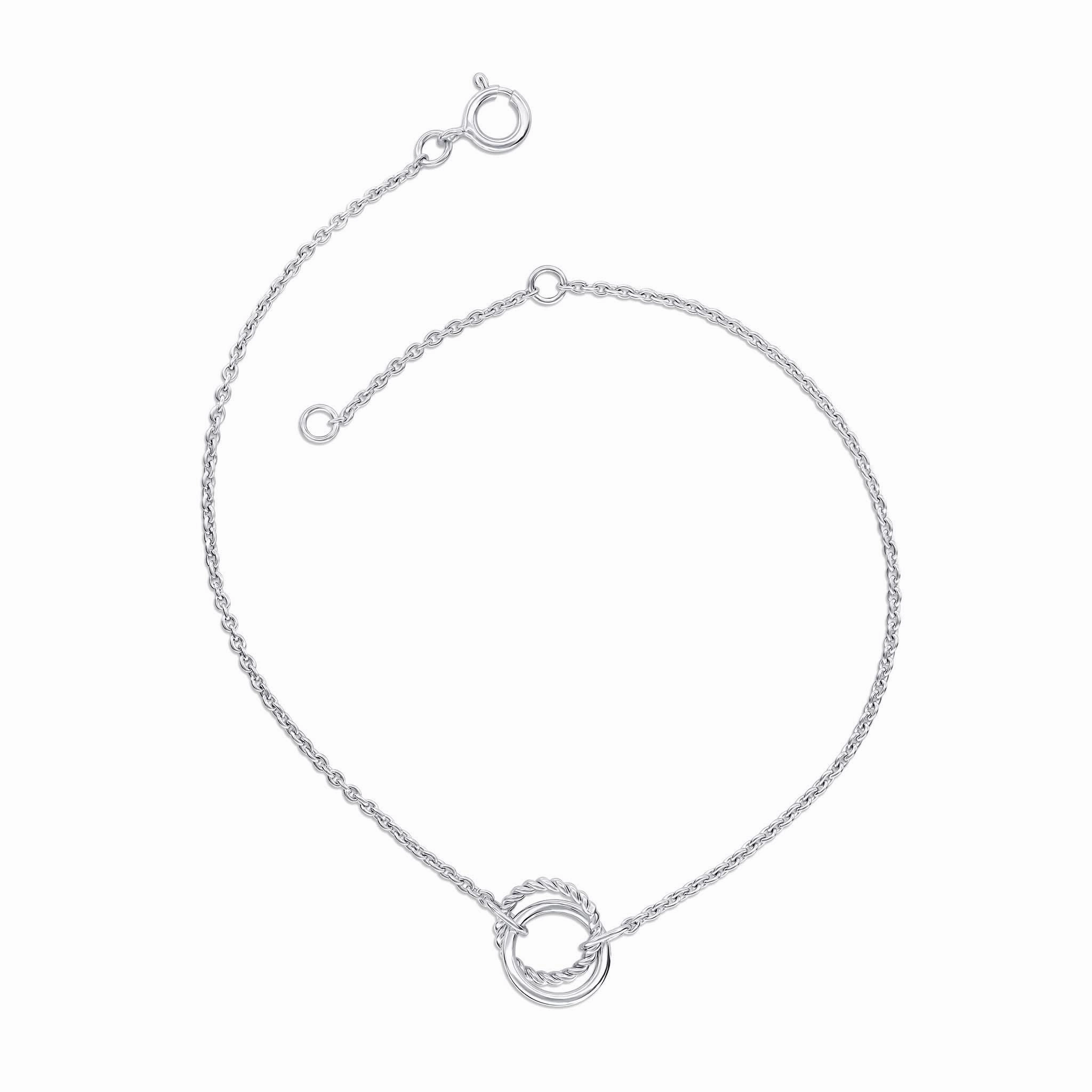 Dew Double Open Circle Linking Rope Twist 8" Bracelet 75532HP