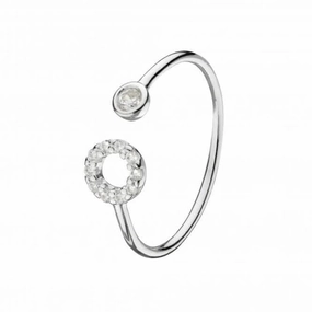 Dew Sterling Adjustable Silver Cubic Zirconia Open Circle Adjustable Ring 1882CZ020