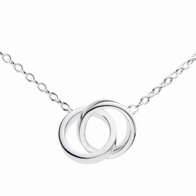 Dew Sterling Silver Double Circle Link 18 Necklace 9695HP021