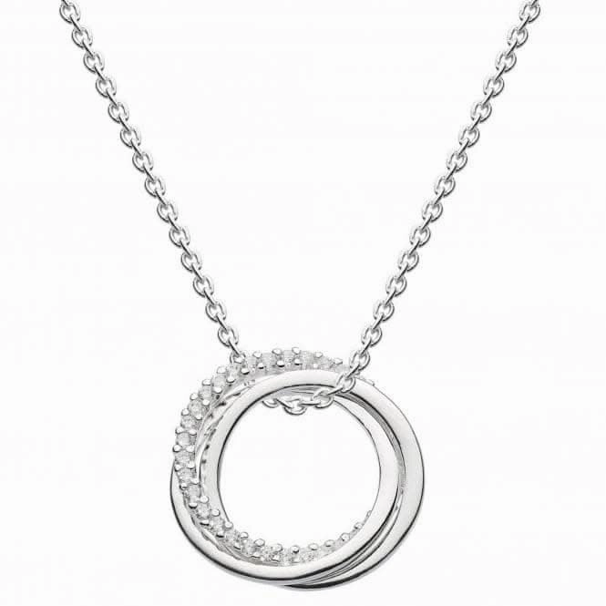 Dew Sterling Silver Triple Rings with Cubic Zirconia 18 Necklace 9821CZ022