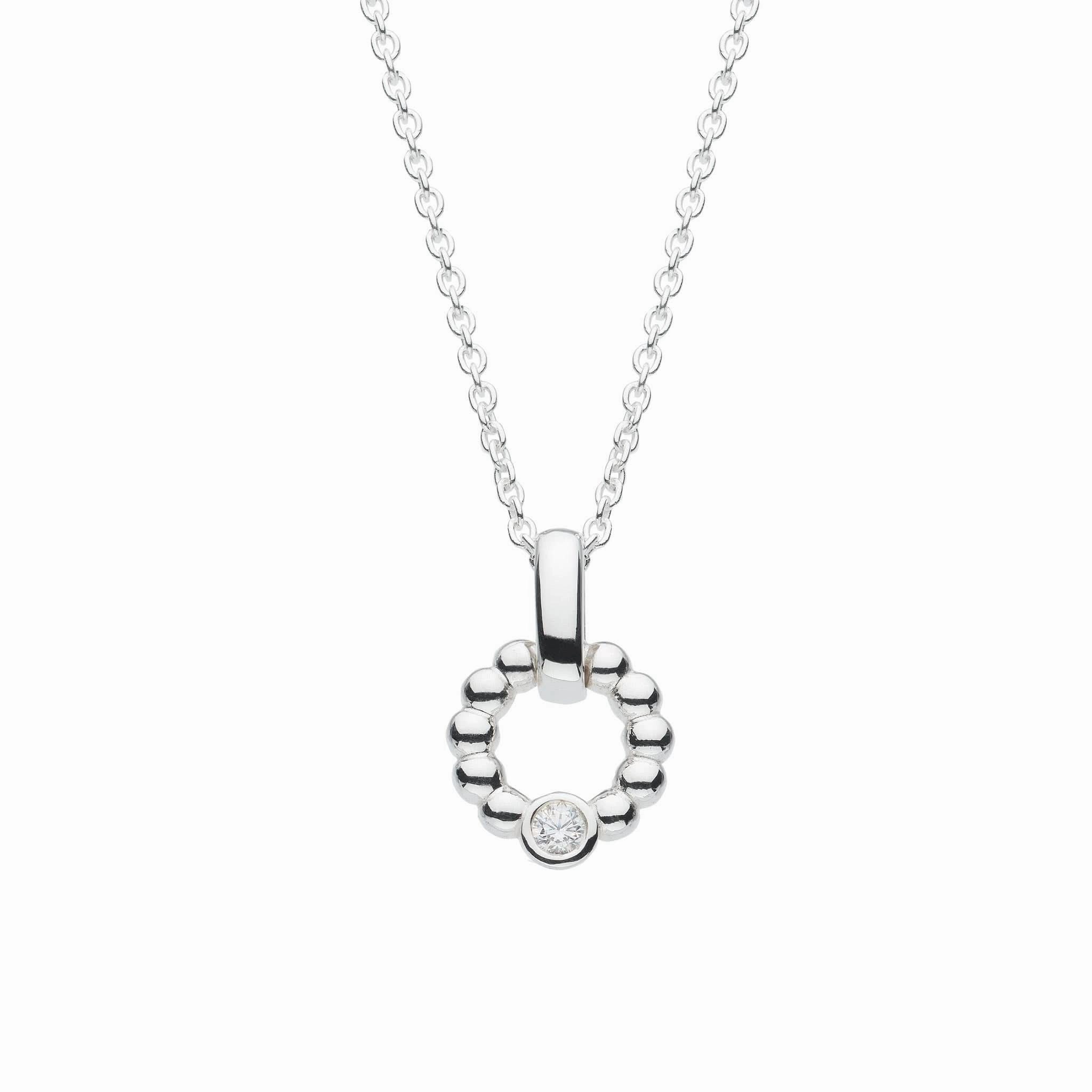 Dew Zirconia Beaded Open Circle Pendant 93224CZ