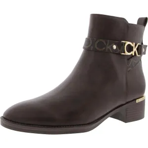 Dhara Womens Zipper Faux Leather Ankle Boots