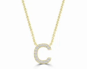 Diamond 8mm Initial 9ct Gold Necklace