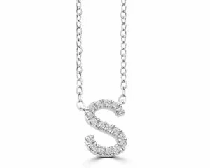 Diamond 8mm Initial 9ct White Gold Necklace