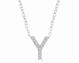 Diamond 8mm Initial 9ct White Gold Necklace