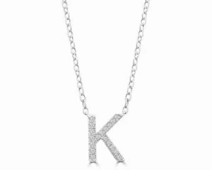 Diamond 8mm Initial 9ct White Gold Necklace