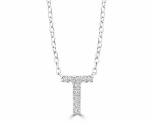 Diamond 8mm Initial 9ct White Gold Necklace