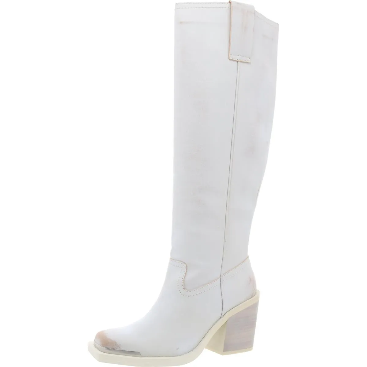 Dollee Womens Faux Leather Square Toe Knee-High Boots