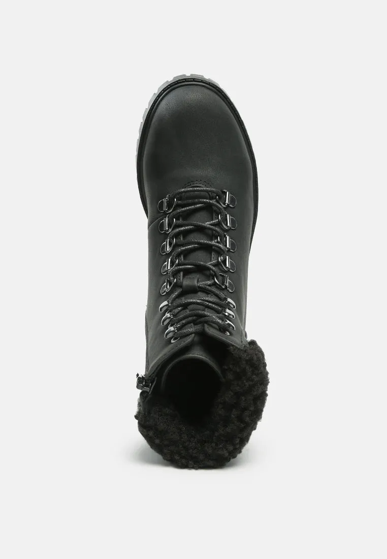 dolon lace up fur collar ankle boots