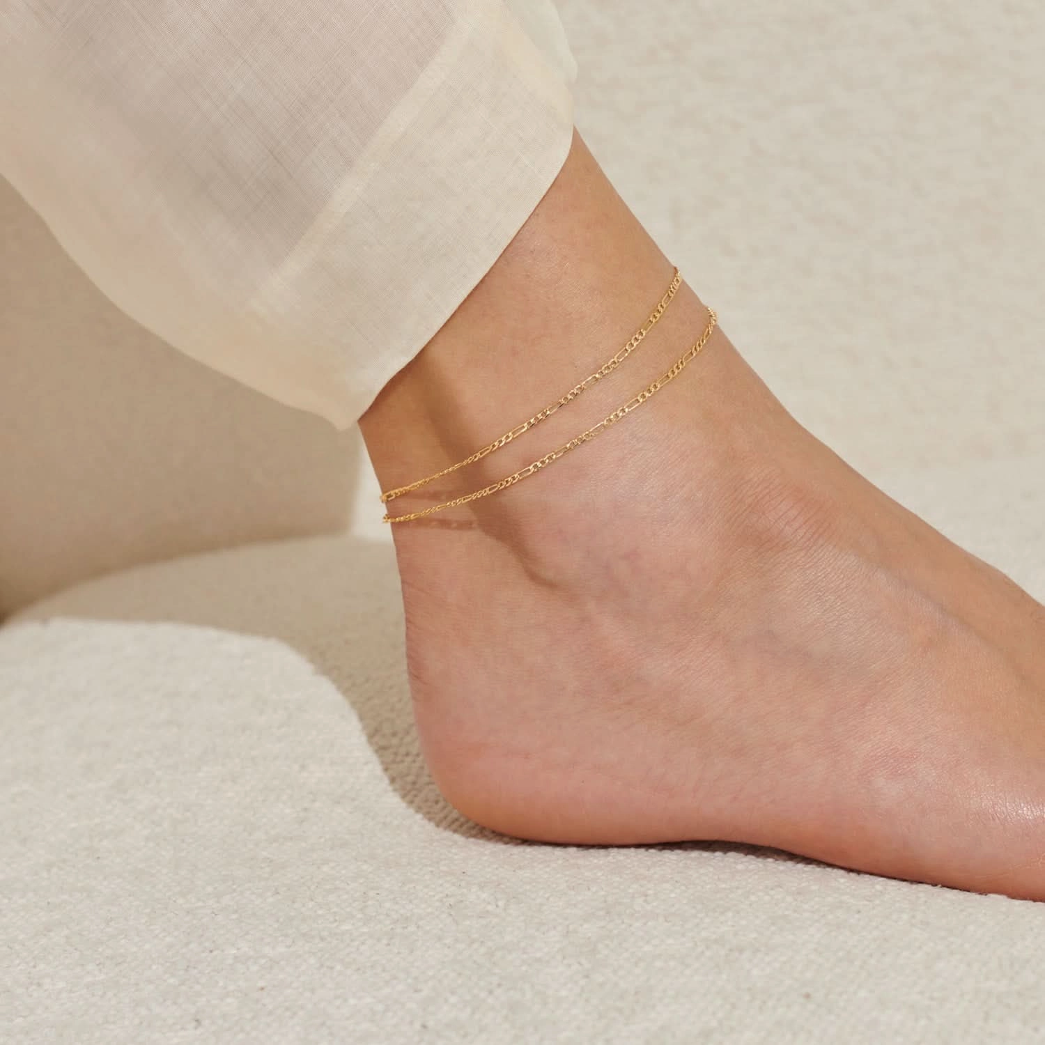 Double Figaro Gold Plated Anklet 8533