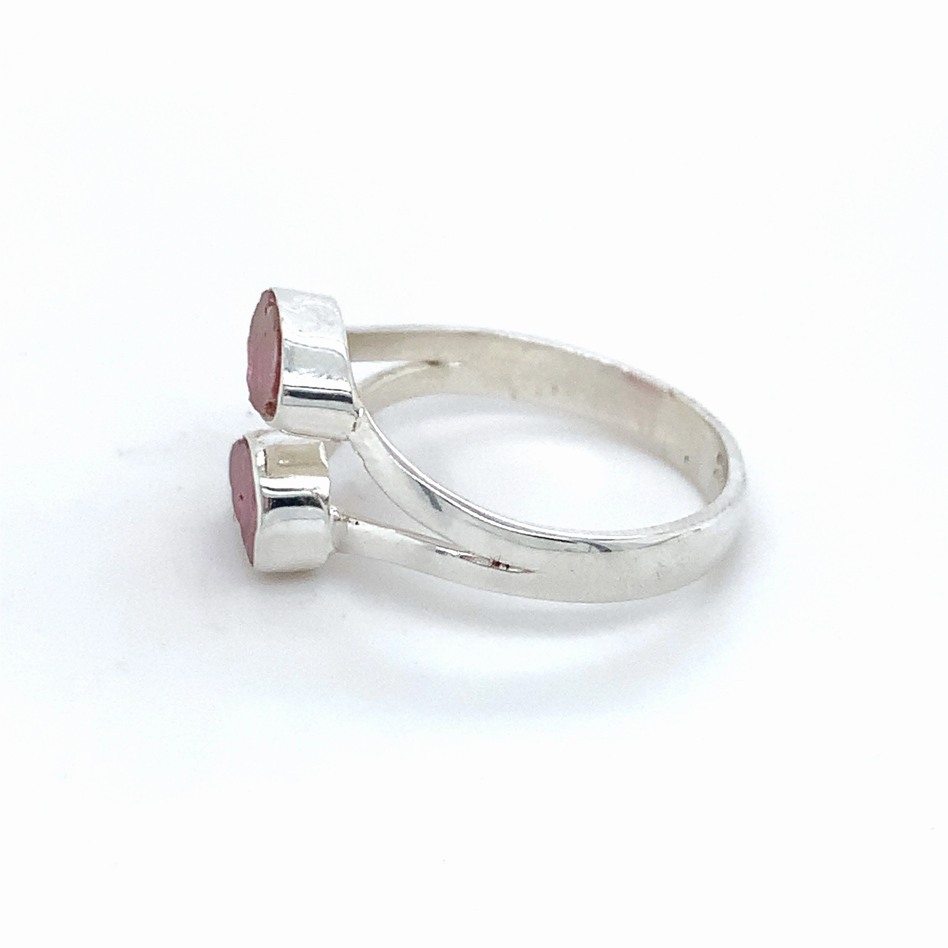 Double Flat Semi-Precious Tourmaline Silver Ring
