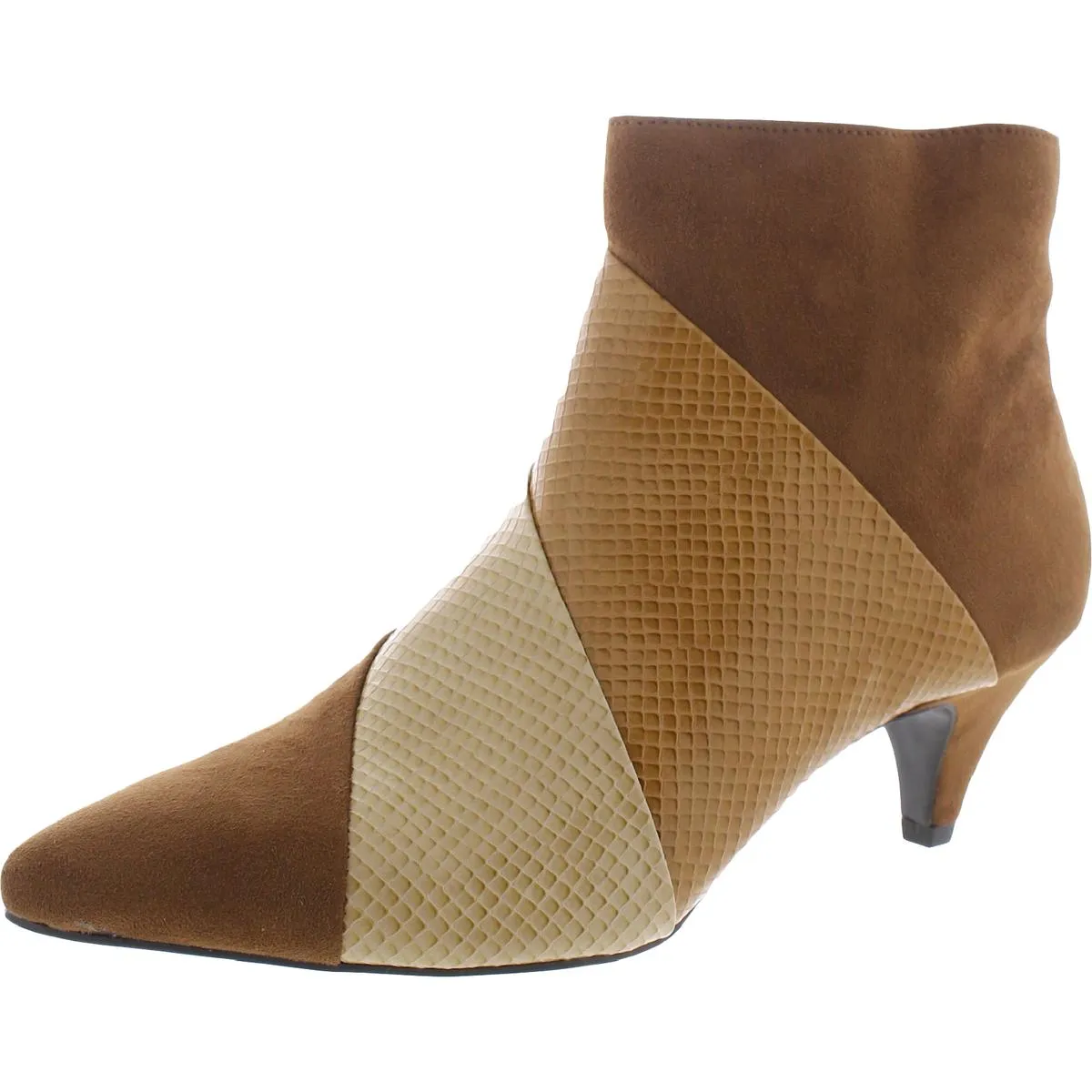 Ebonie Womens Colorblock Pointed Toe Ankle Boots