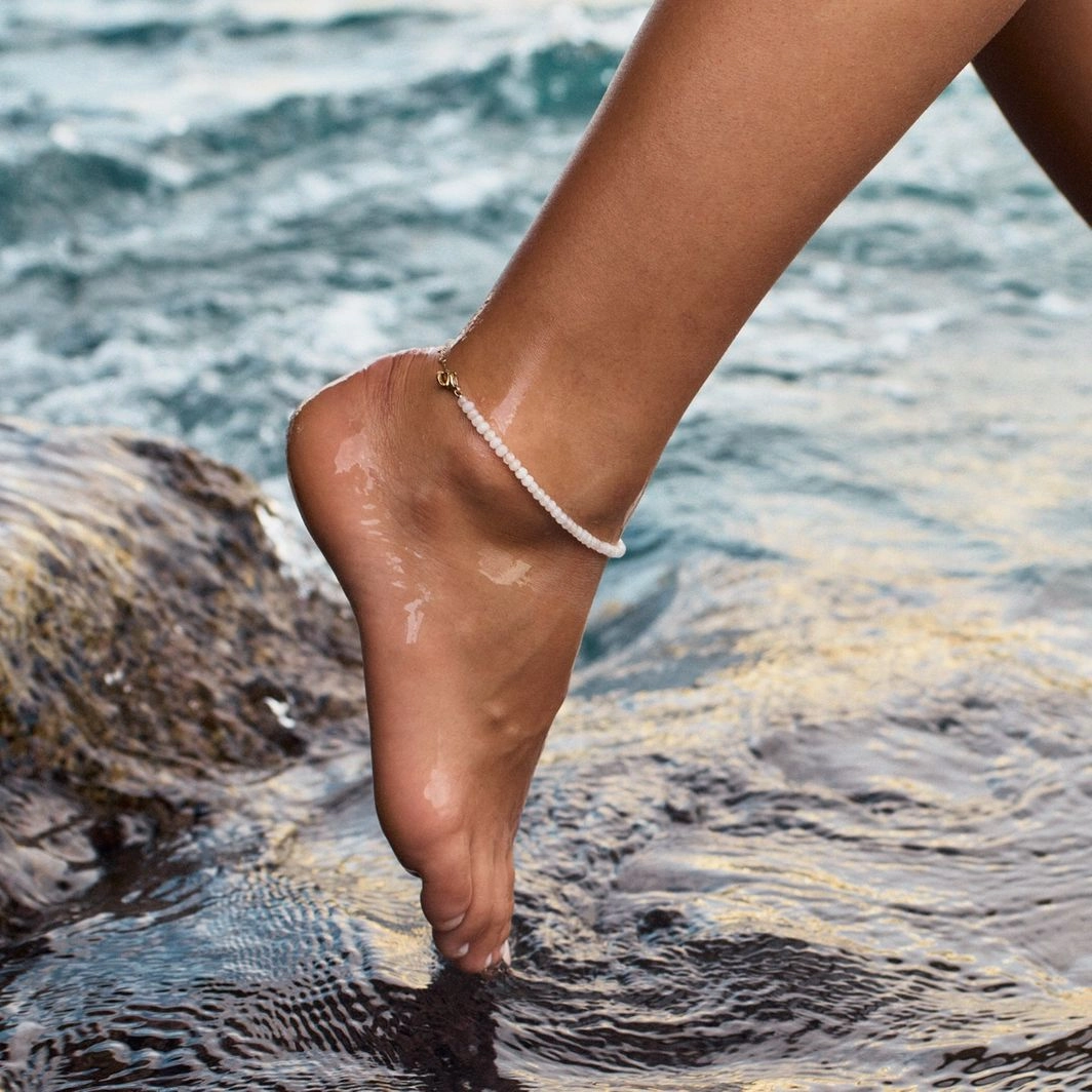 Edblad - Summer Beads Anklet White & Gold