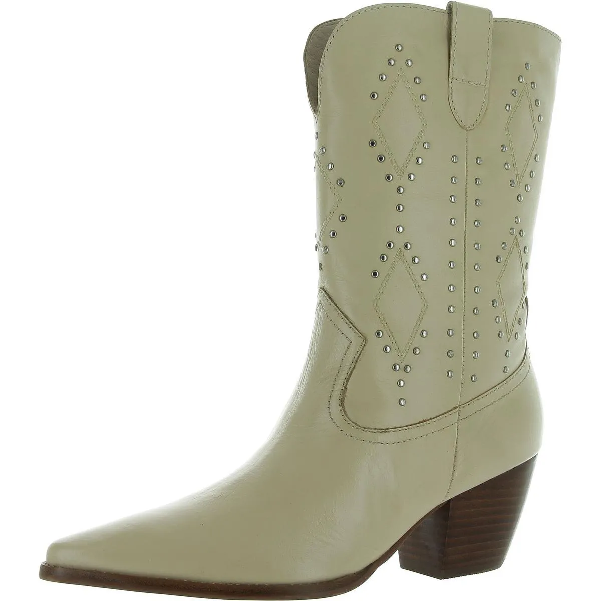 El Paso Womens Leather Studded Cowboy, Western Boots