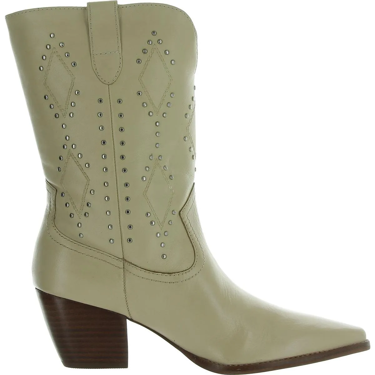 El Paso Womens Leather Studded Cowboy, Western Boots