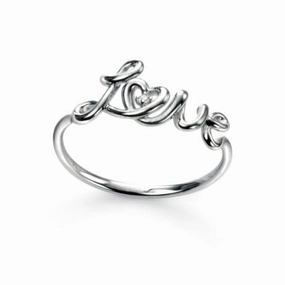 Elements Rhodium Plated Love Ring R3341C