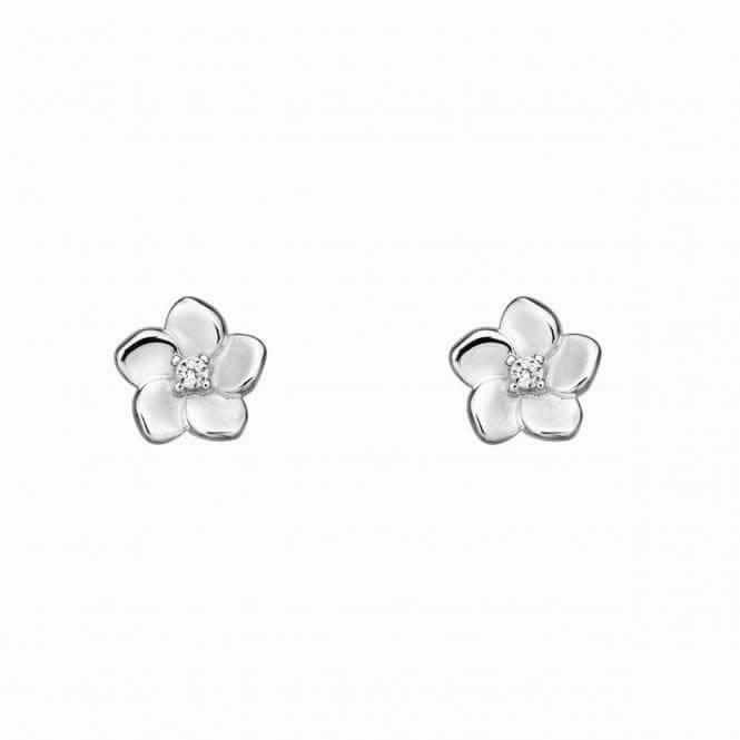 Elements Silver 3D Cherry Blossom With CZ Centre Earrings E5731C