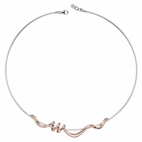 Elements Silver Rose Gold Plated Twist Necklace N4180
