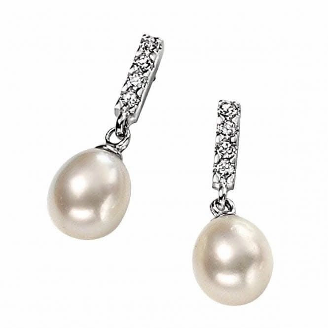 Elements Silver White Pearl Drop Earrings E3385WZ364
