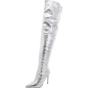Epic  Womens Faux Leather Stiletto Over-The-Knee Boots