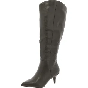 Estrella Womens Solid Faux Leather Knee-High Boots