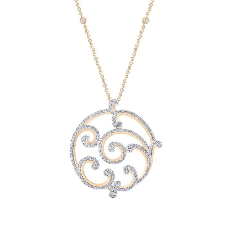 Faberge Rococo 18ct Rose Gold Pave Diamond Grand Pendant