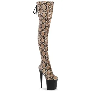 FLAMINGO-3008SP-Boot Tan-Brown Snake Print/Black Matte