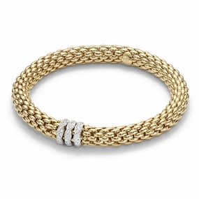 Fope Flex'it Love Nest 18ct Yellow Gold 0.57ct Diamond Bracelet