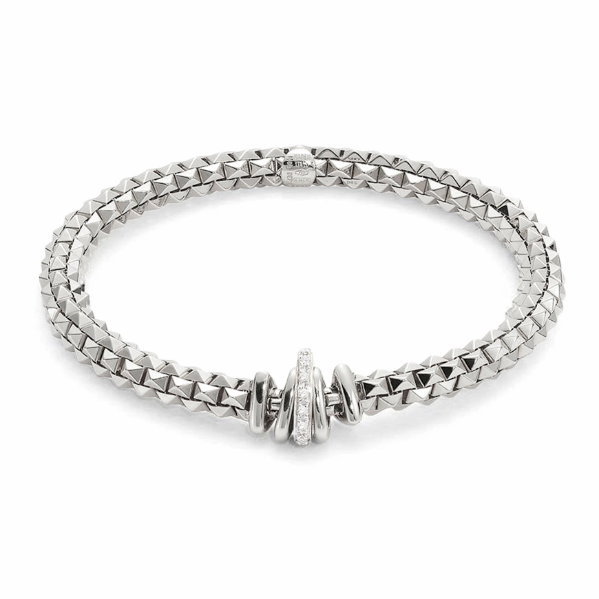 Fope Flex'It Wild Rose 18ct White Gold 0.12ct Diamond Bracelet