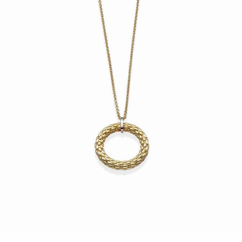 Fope Necklace Lovely Daisy 18ct Yellow And White Gold
