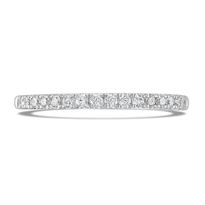 French Set Round Brlliant Cut Diamond Band In Platinum