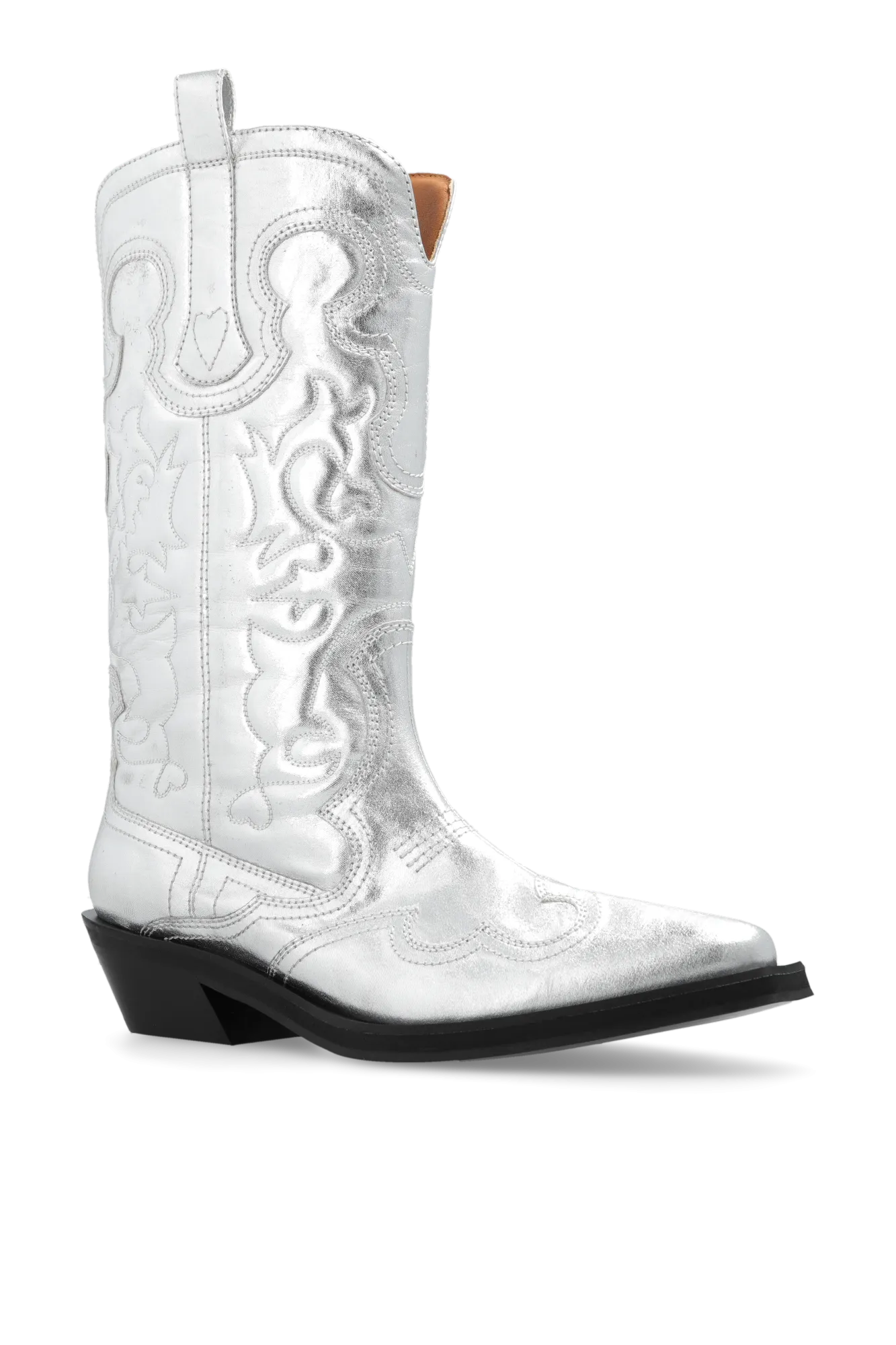 Ganni Cowboy Boots With Stitching Details