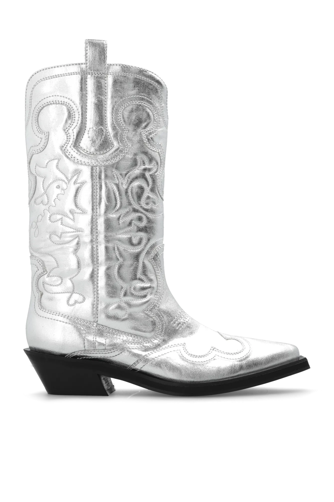 Ganni Cowboy Boots With Stitching Details