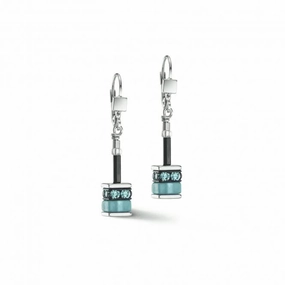 GeoCUBE Classic Aqua-Brown Earrings 4409/20-2011