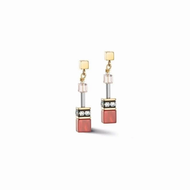 GeoCUBE Iconic Precious Red-Beige Earrings 4905/21-0310