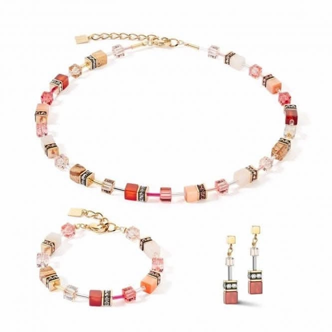 GeoCUBE Iconic Precious Red-Beige Earrings 4905/21-0310