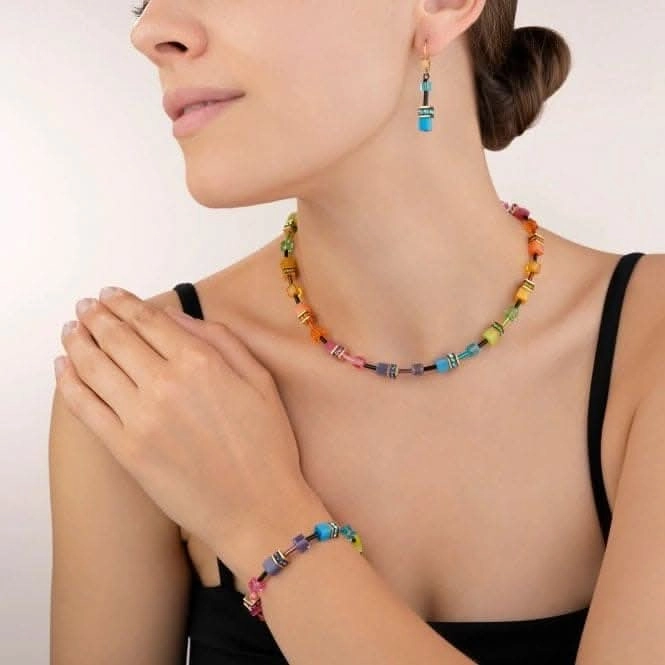 GeoCUBE Multicolour Rainbow Gold Necklace 2838/10-1573
