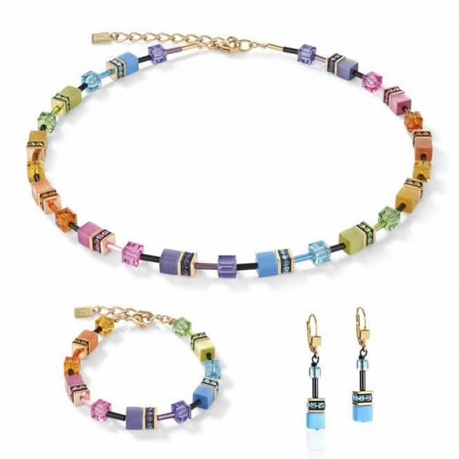 GeoCUBE Multicolour Rainbow Gold Necklace 2838/10-1573