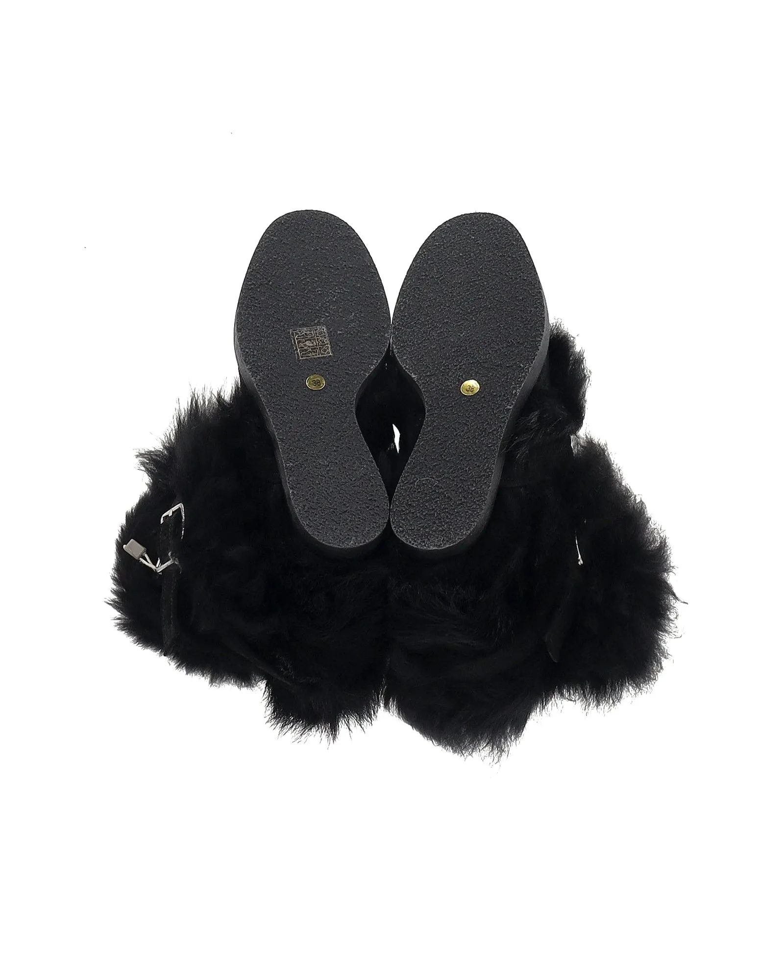 Gianvito Rossi Cortina Wedge Boots in Black Shearling Fur