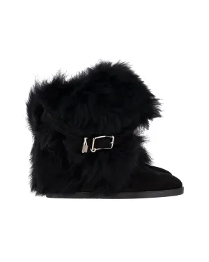 Gianvito Rossi Cortina Wedge Boots in Black Shearling Fur