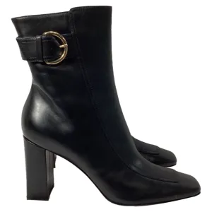 Gianvito Rossi Olsen Buckled Block Heel Ankle Boots in Black Leather
